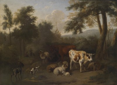 Wooded Landscape with Resting Cattle and Shepherds by Jan Vermeer van Haarlem